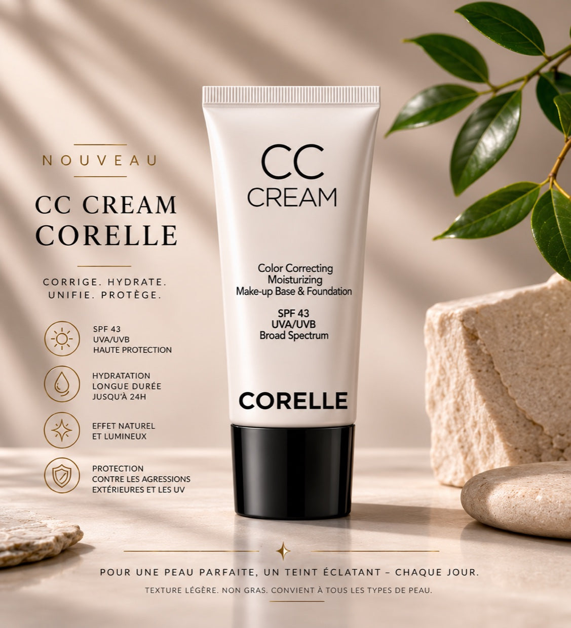 CORELLE CC Cream SPF 43 — corrige, hydrate, unifie, protège